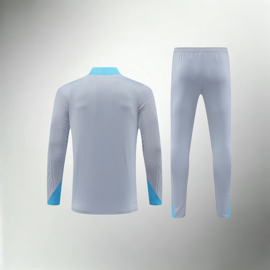 Atletico Madrid Light Gray and Turquoise Tracksuit Set