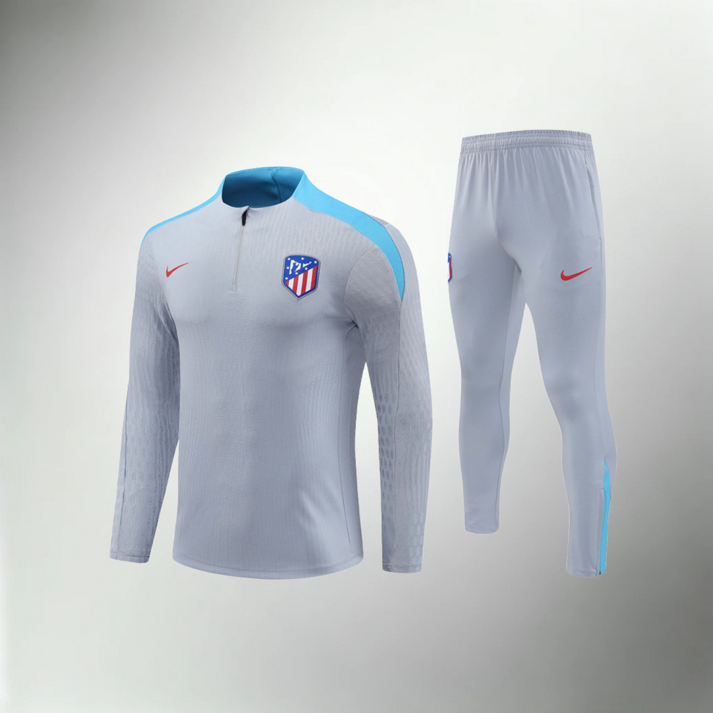 Atletico Madrid Light Gray and Turquoise Tracksuit Set