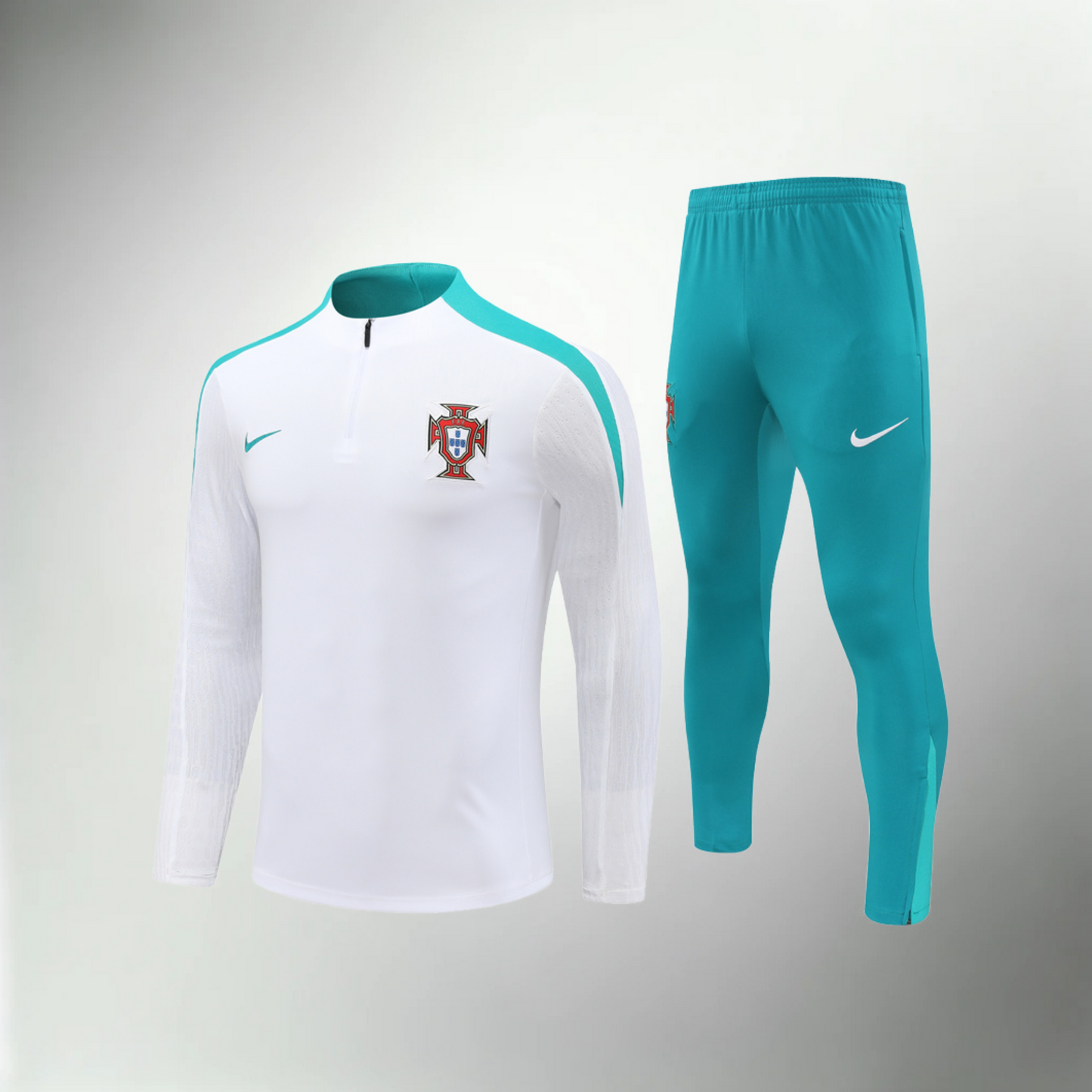 Portugal White and Turquoise Tracksuit Set