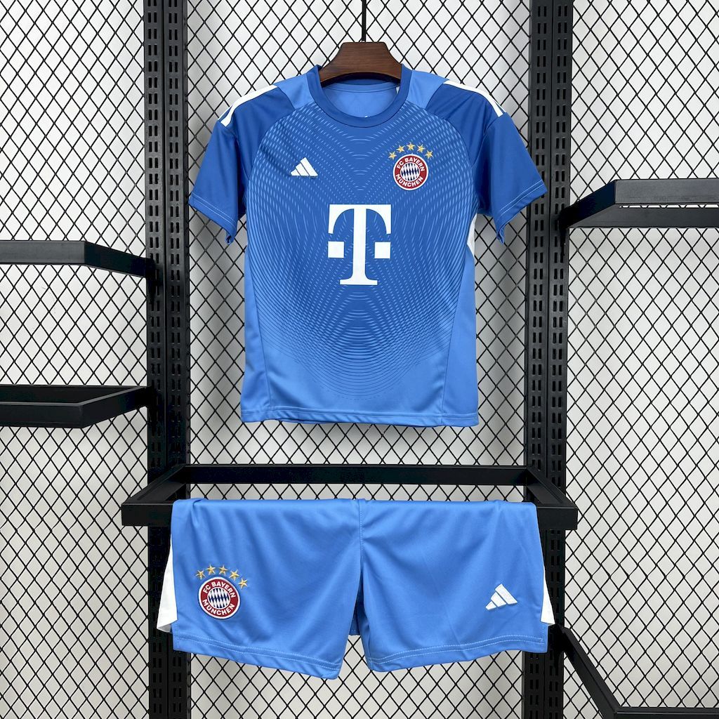 Bayern Munich 2025/26 Blue Goalkeeper Kids Kit
